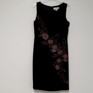Vintage sleeveless black‎ velvet midi dress